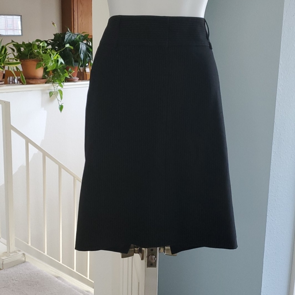 Black and white pinstriped skirt